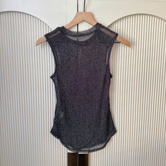 Free People Mesh Sparkle Tank, Base Layer size Small NWOT Silver New Years Eve - Picture 4 of 6